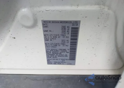 2019 Nissan Rogue Sl from USA, damaged, VIN 5N1AT2MT4KC730289